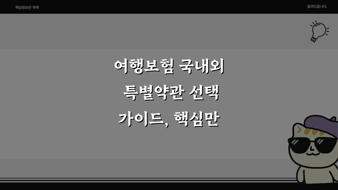 여행보험 국내외 특별약관 선택가이드, 핵심만 쏙쏙!